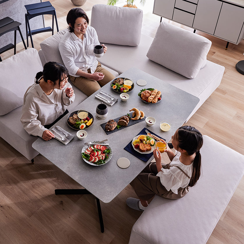 収納付き ダイニングテーブル 【 傷・水に強いメラミン天板