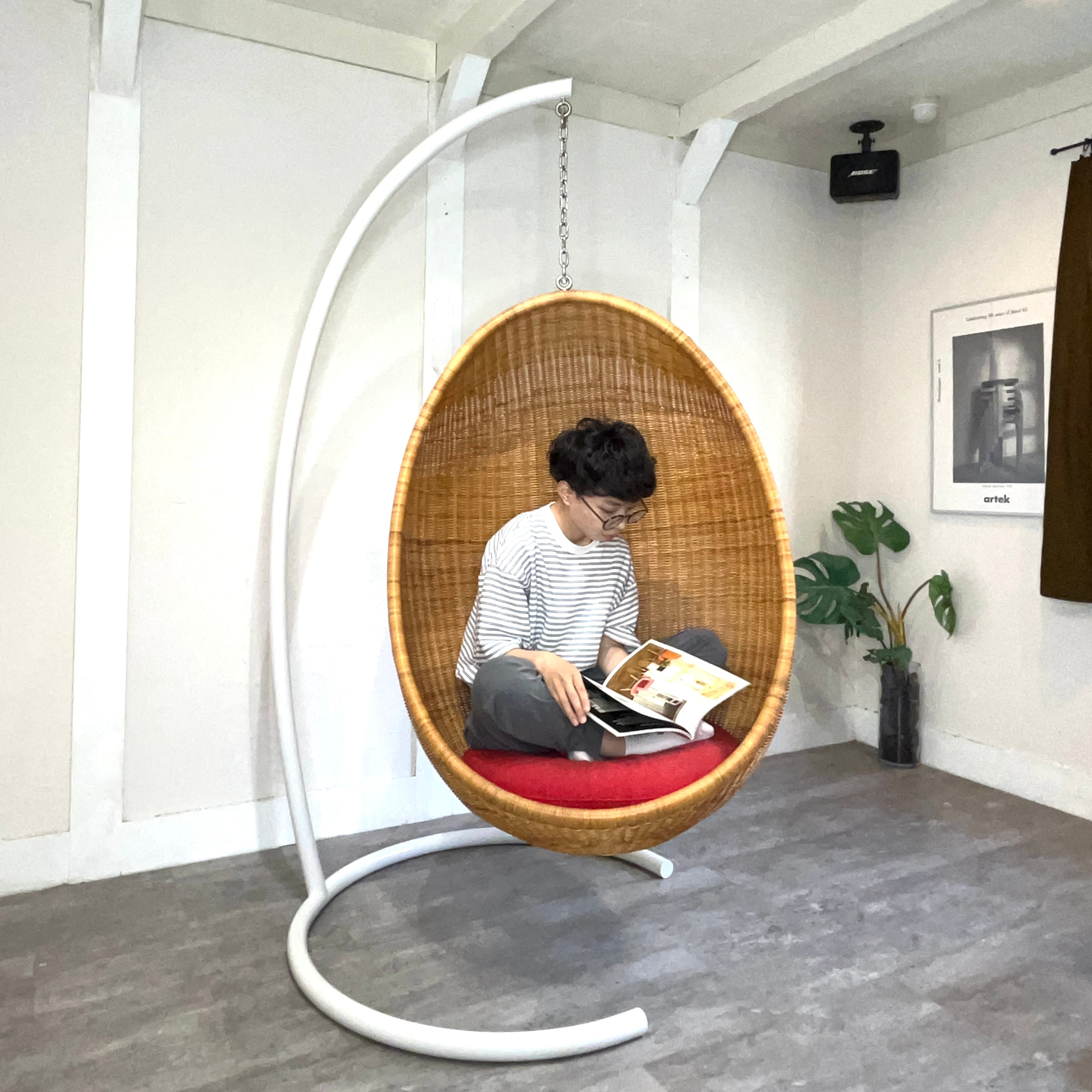 ヤマカワラタン ハンギングエッグチェア&ステンレススタンド ナナ