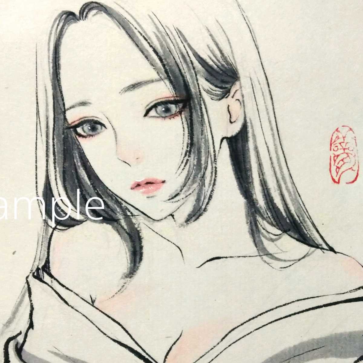 Yahoo!オークション - 肉筆原画 水墨画 墨絵 美人画 習作 ドローイング