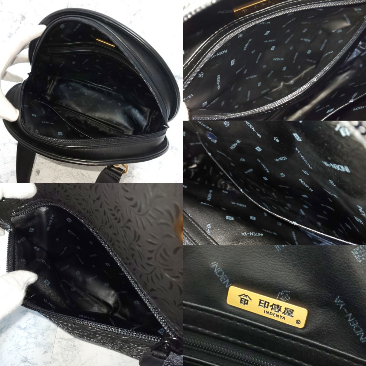 極美品】印傳屋 INDENYA 甲州印伝 ディアスキン ハンドバッグ ミニ