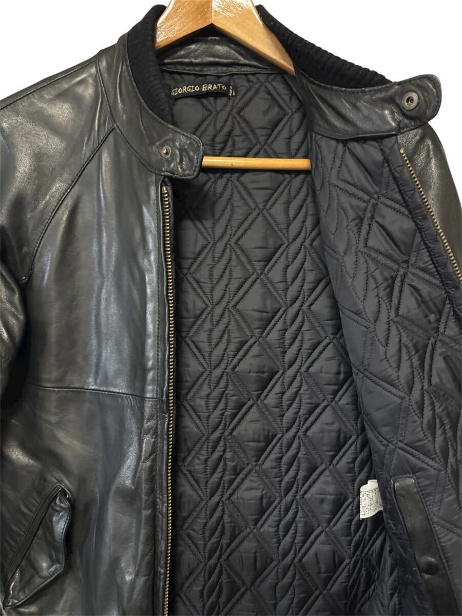 GIORGIO BRATO レザージャケット ボンバージャケット 44 ブラック 羊革