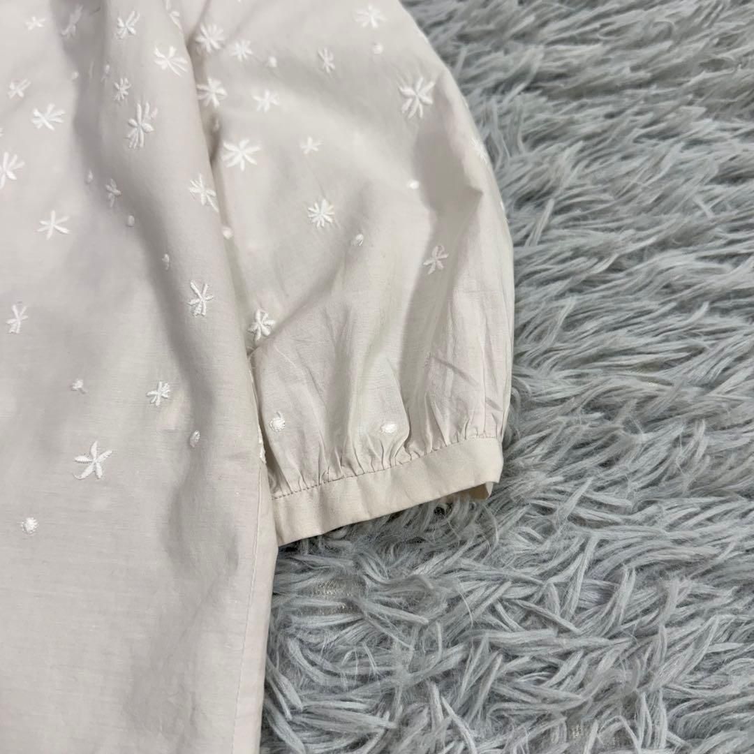 ミナペルホネン hoshi hana 長袖シャツ 花柄刺繍 コットン 丸襟 38