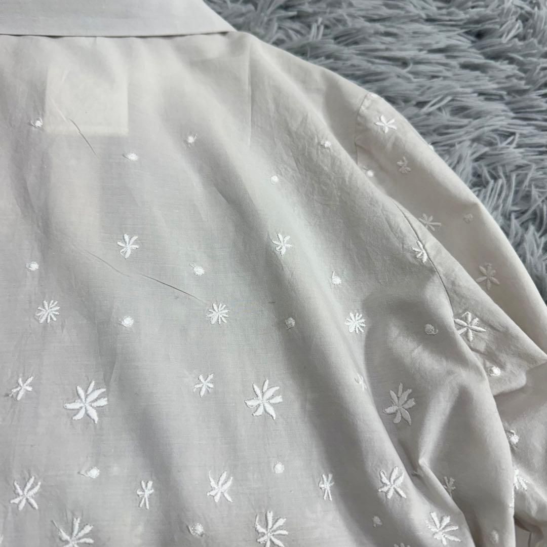 ミナペルホネン hoshi hana 長袖シャツ 花柄刺繍 コットン 丸襟 38