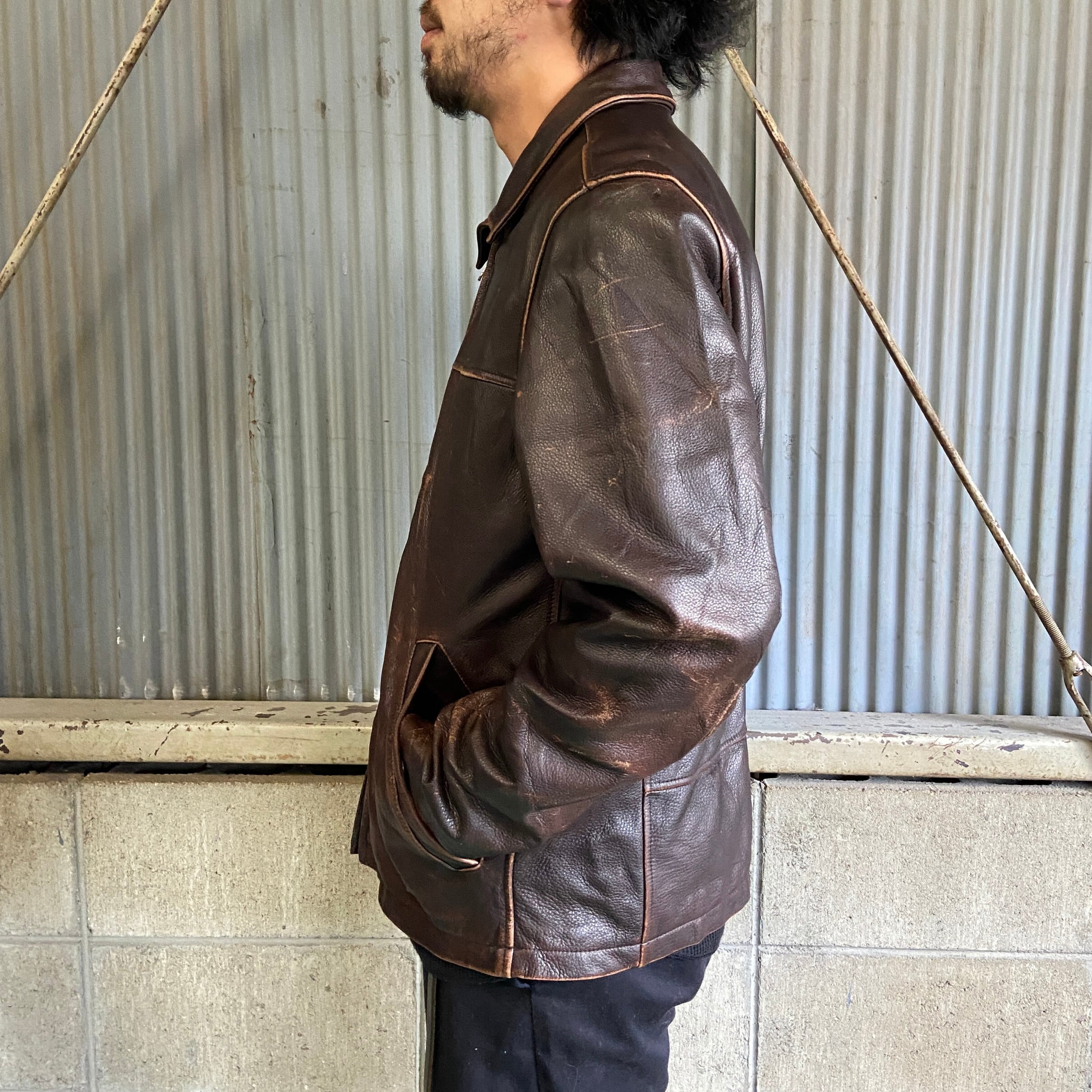 Eddie Bauer エディーバウアー レザージャケット 本革 メンズM 古着