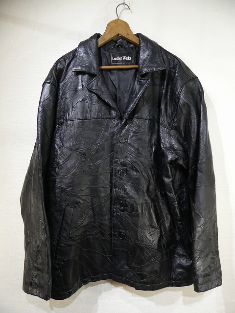 90s ビンテージ LEATHER WORKS パッチワーク クラフト レザー ハーフ
