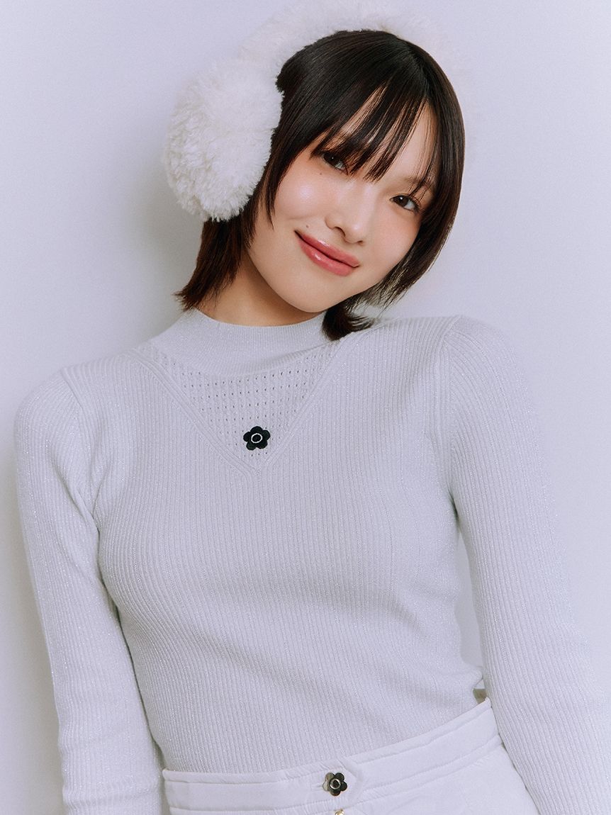 LILY BROWN×MARY QUANT】デイジーモチーフファーイヤーマフラー