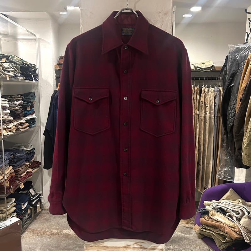 60s PENDLETON ウールチェックシャツ ペンドルトン オンブレチェック