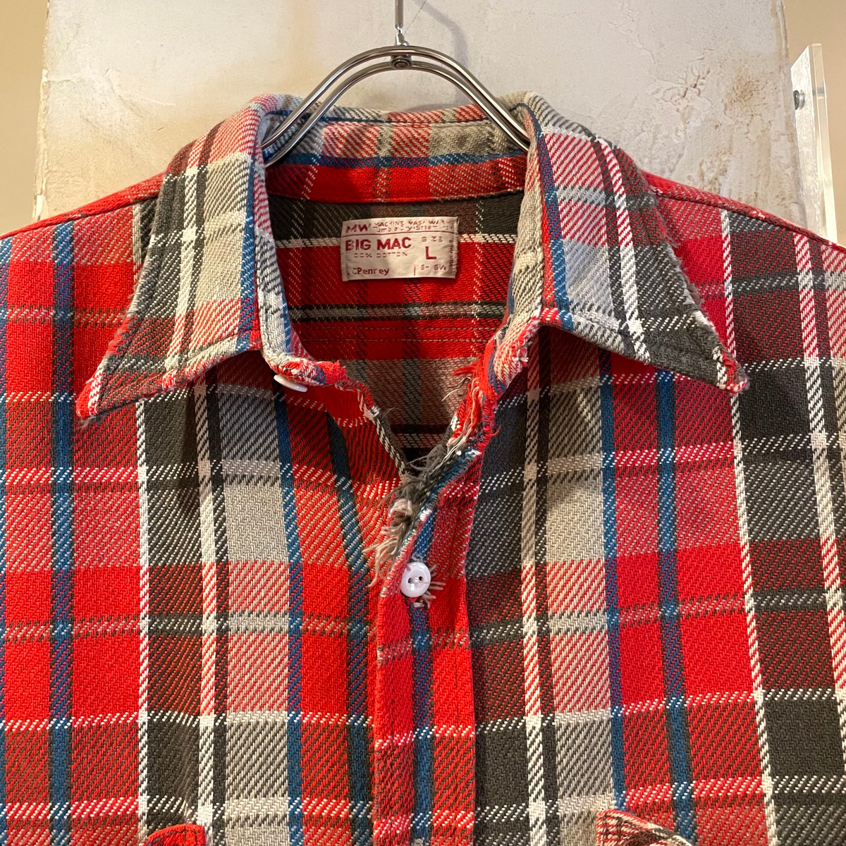 70s BIG MAC L/S ネルシャツ USA製 Size L コットンシャツ ビッグマッ