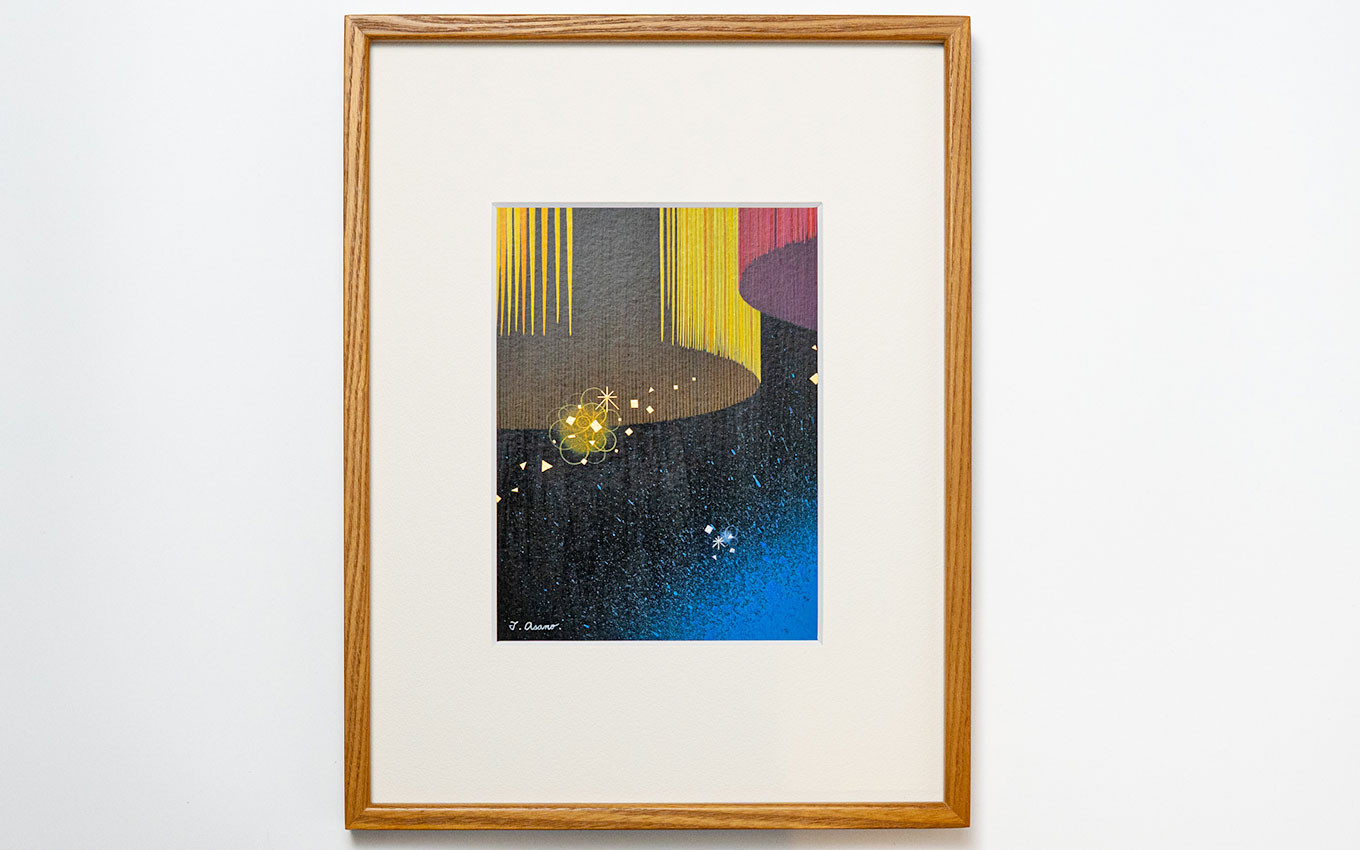 87-23 現代日本絵画 金とプラチナのかけらシリーズ 「 黄 」【 アート