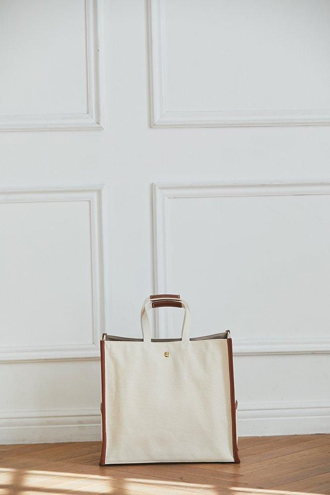 ワンポイント刺繍トートバッグ(オフホワイト/大) - seventen