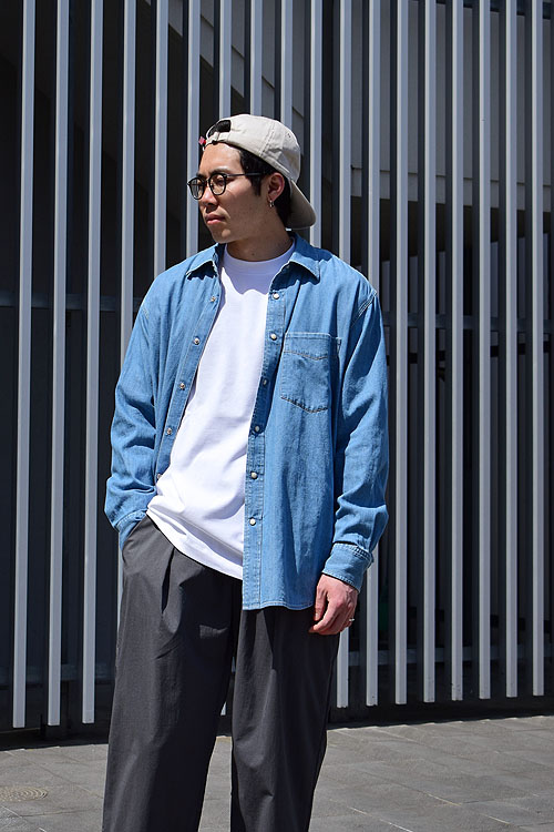AURALEE[オーラリー] 23SS Selvedge Super Light Denim Shirt [Washed