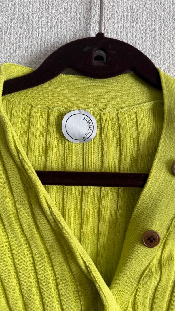 JAMAIS VU リブ編みライムグリーンカーディガン - メルカリ