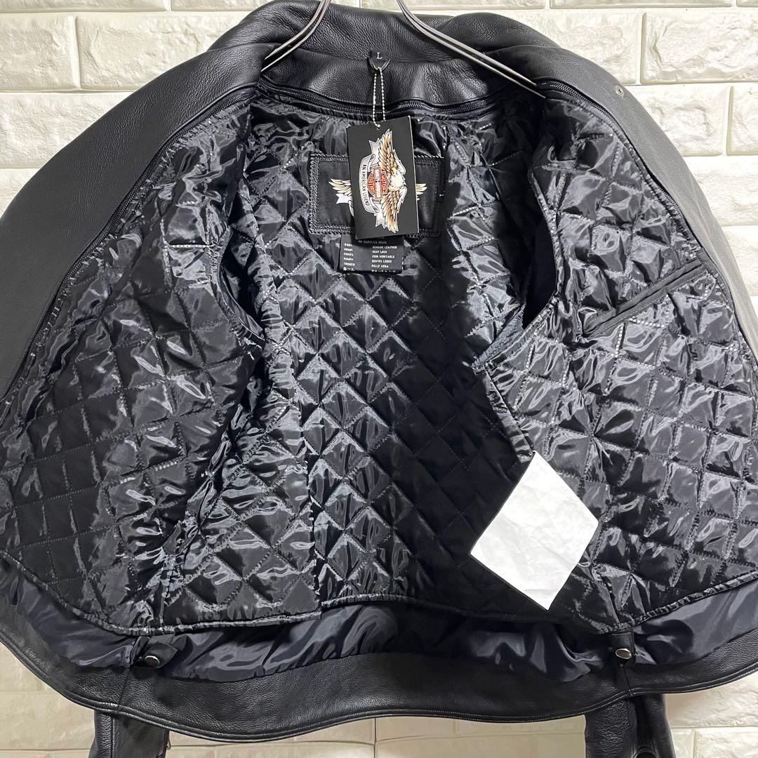 新品 ハーレーダビッドソン スカル ドクロ刺繍 レザージャケット